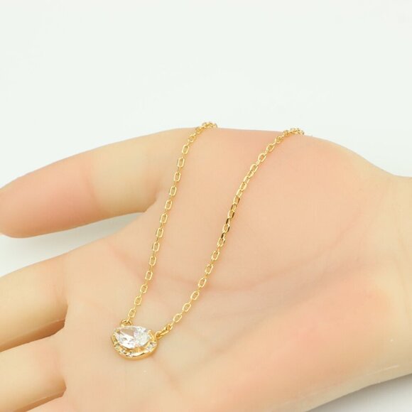 Elegant Rose Gold Necklace with Teardrop CZ Pendant, XPNL0407 - Picture 5 of 12